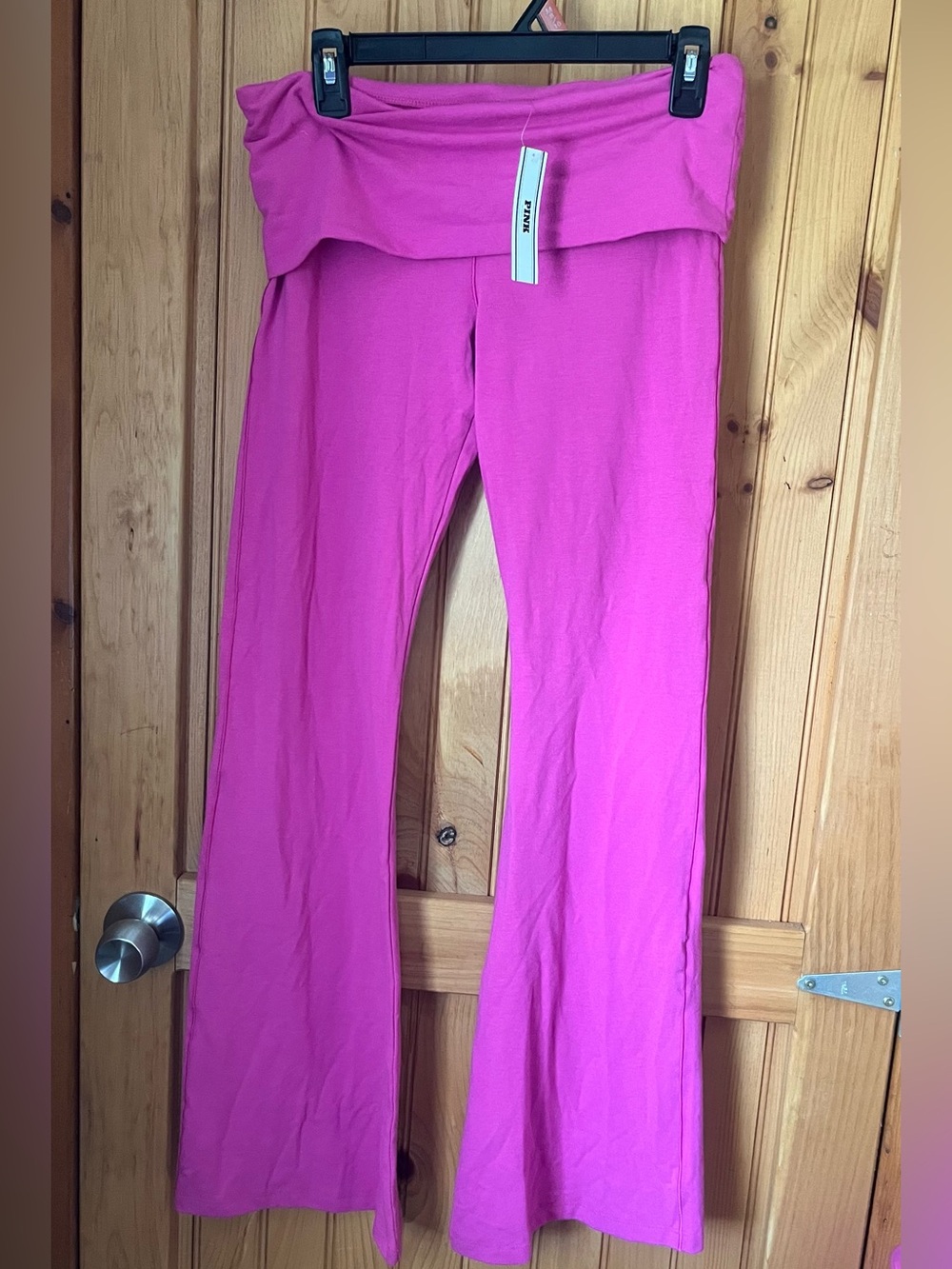 PINK fold over flare leggings